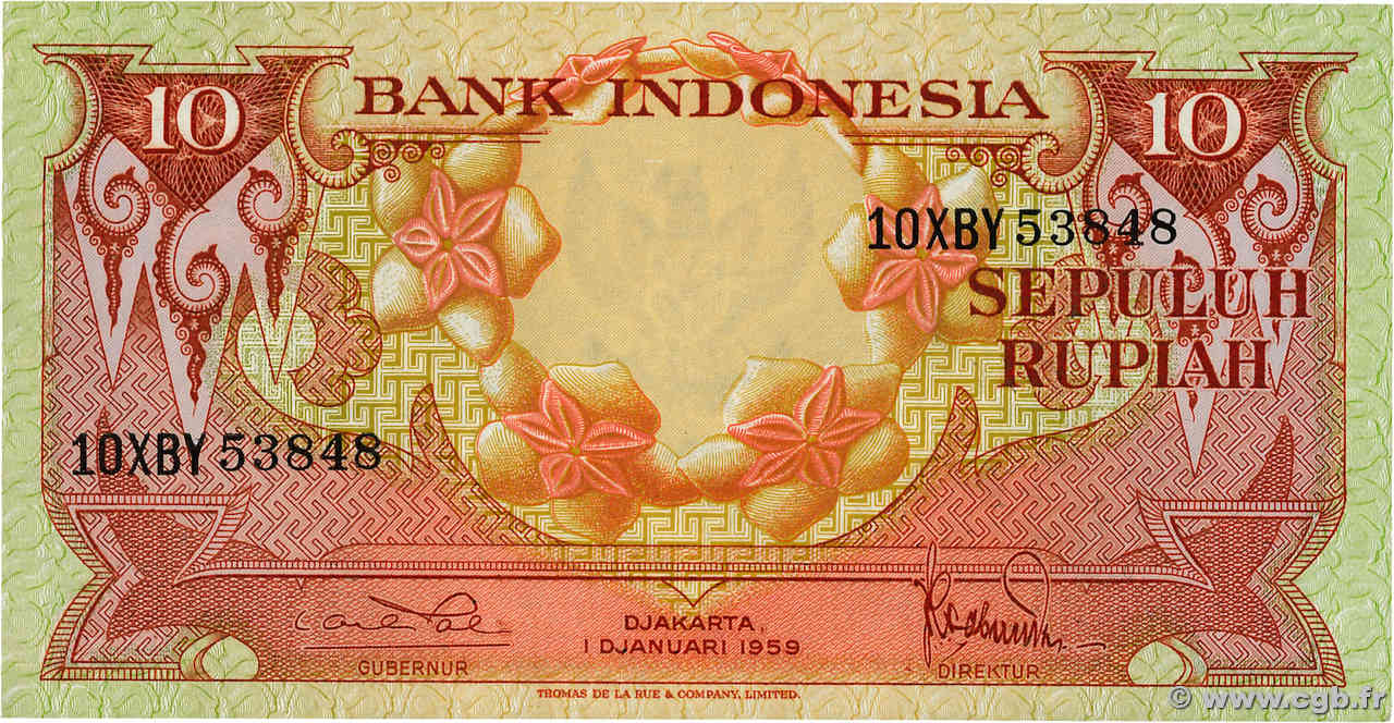 10 Rupiah INDONÉSIE  1959 P.066 SUP