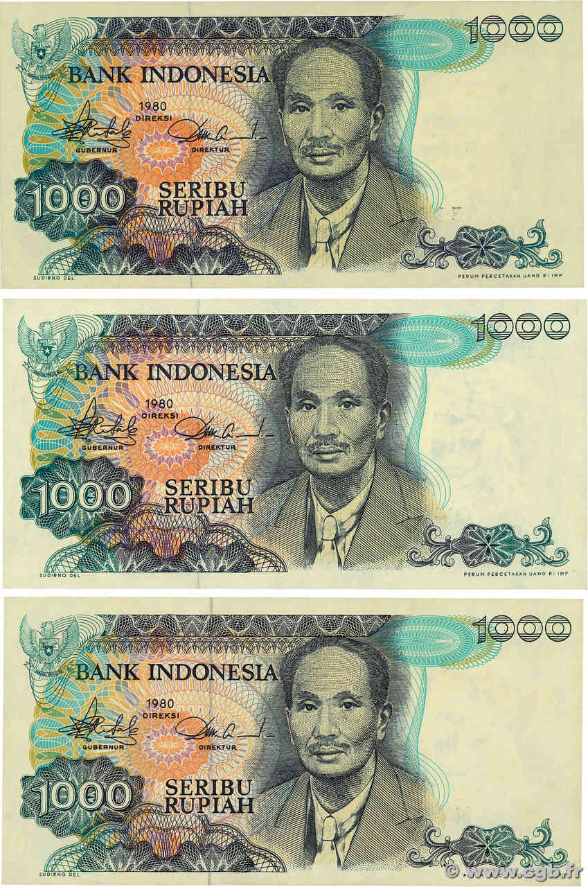 1000 Rupiah Lot INDONESIA  1980 P.119 UNC-