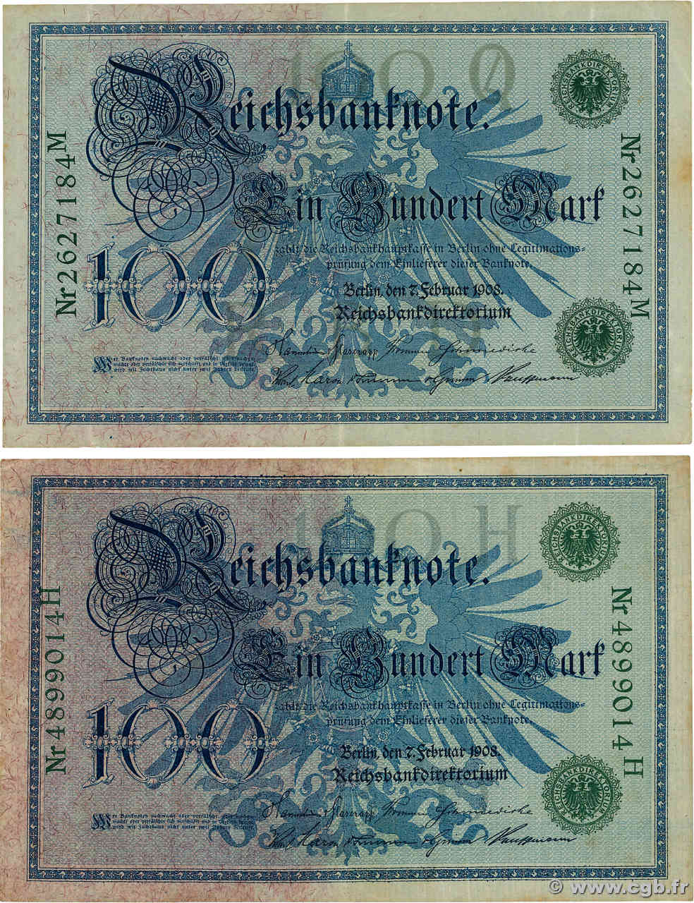 100 Mark Lot ALLEMAGNE  1908 P.034 SUP