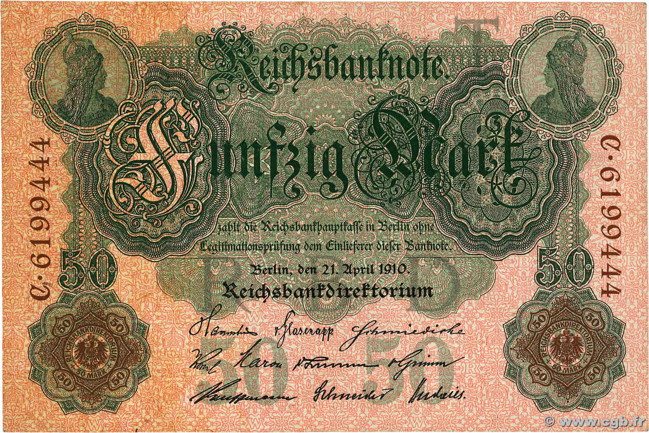 50 Mark ALLEMAGNE  1910 P.041 TTB+