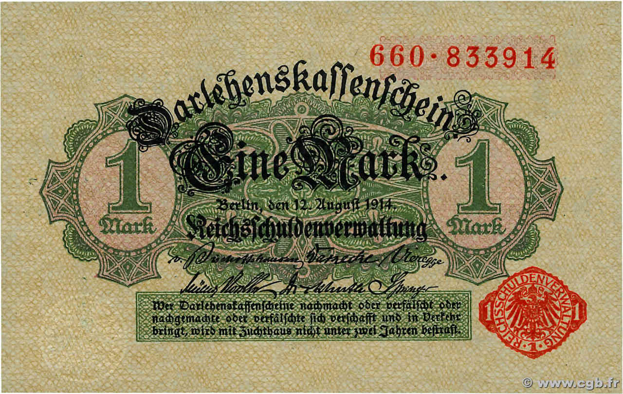 1 Mark ALEMANIA  1914 P.051 SC+