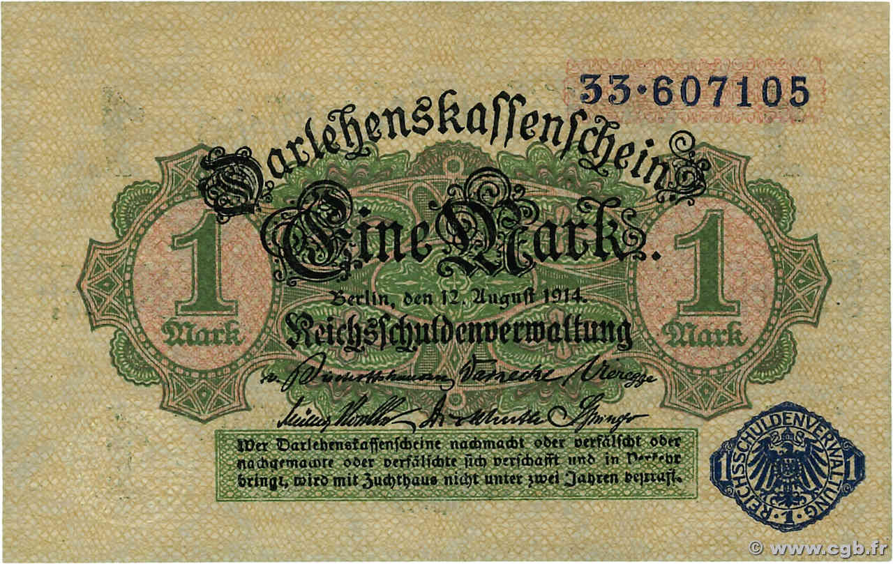 1 Mark ALEMANIA  1914 P.052 SC+