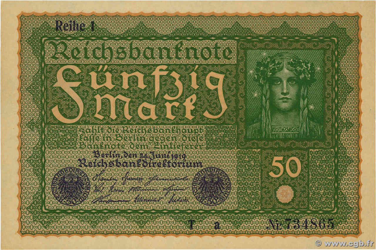 50 Mark ALLEMAGNE  1919 P.066 pr.NEUF