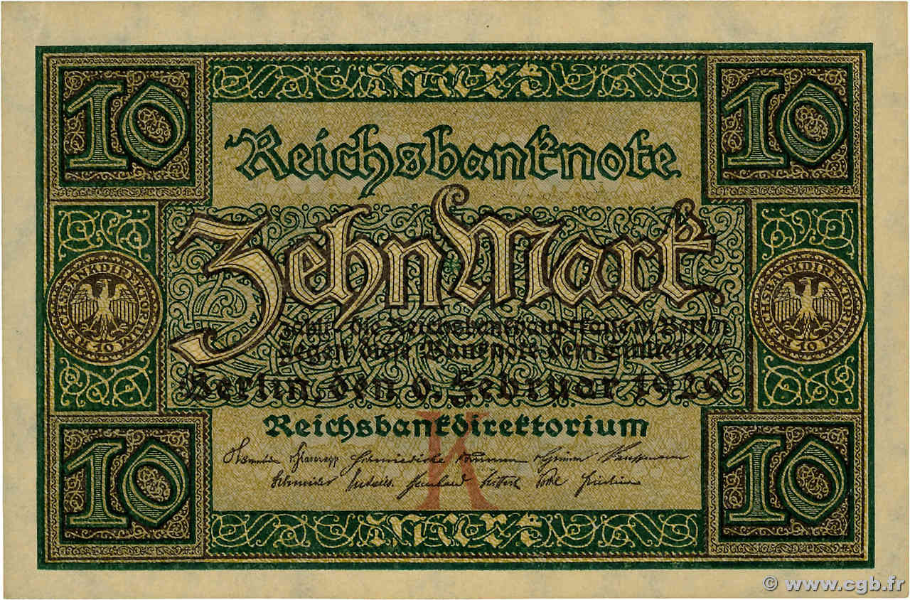 10 Mark ALLEMAGNE  1920 P.067a pr.NEUF