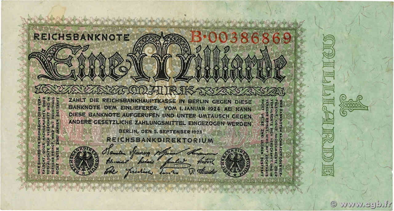 1 Milliard Mark ALEMANIA  1923 P.114 MBC