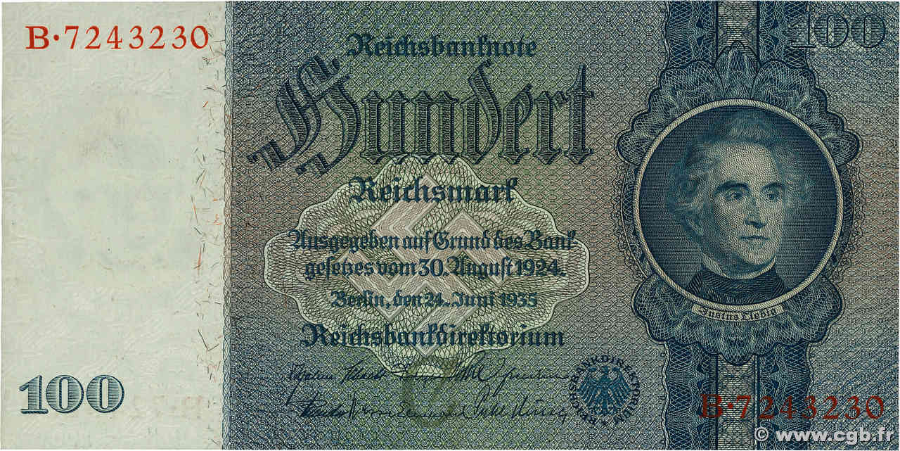 100 Reichsmark ALEMANIA  1935 P.183a EBC