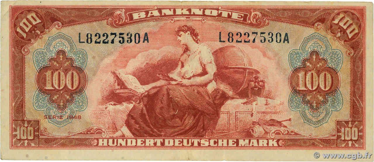 100 Deutsche Mark Faux GERMAN FEDERAL REPUBLIC  1948 P.08ax MB