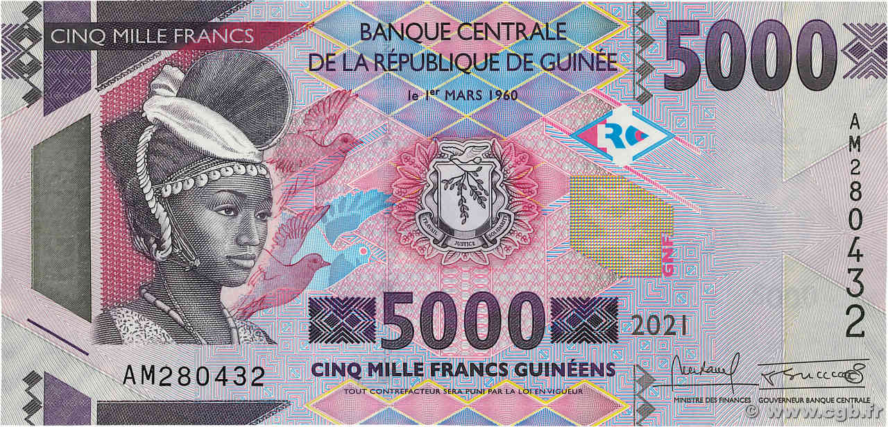 5000 Francs  GUINÉE  2021 P.49 pr.NEUF