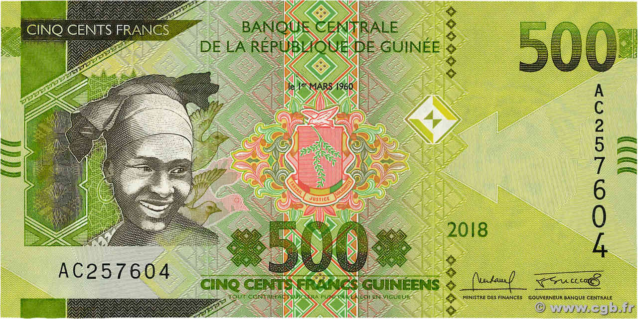 500 Francs GUINÉE  2018 P.52 NEUF