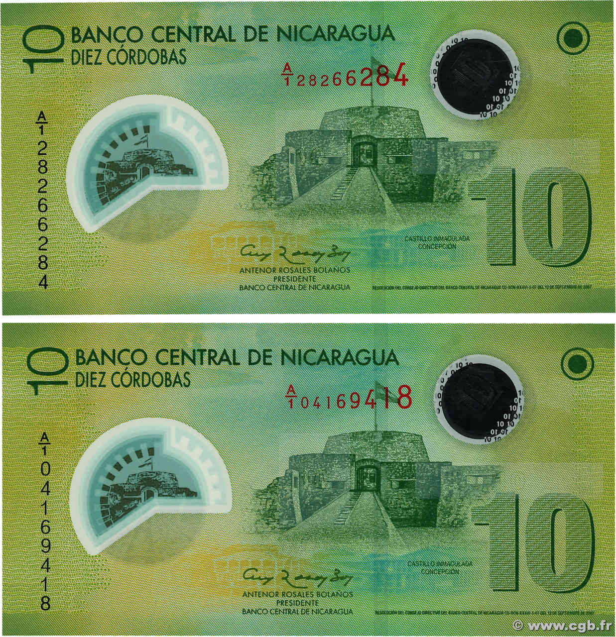 10 Cordobas Lot NICARAGUA  2007 P.201b FDC