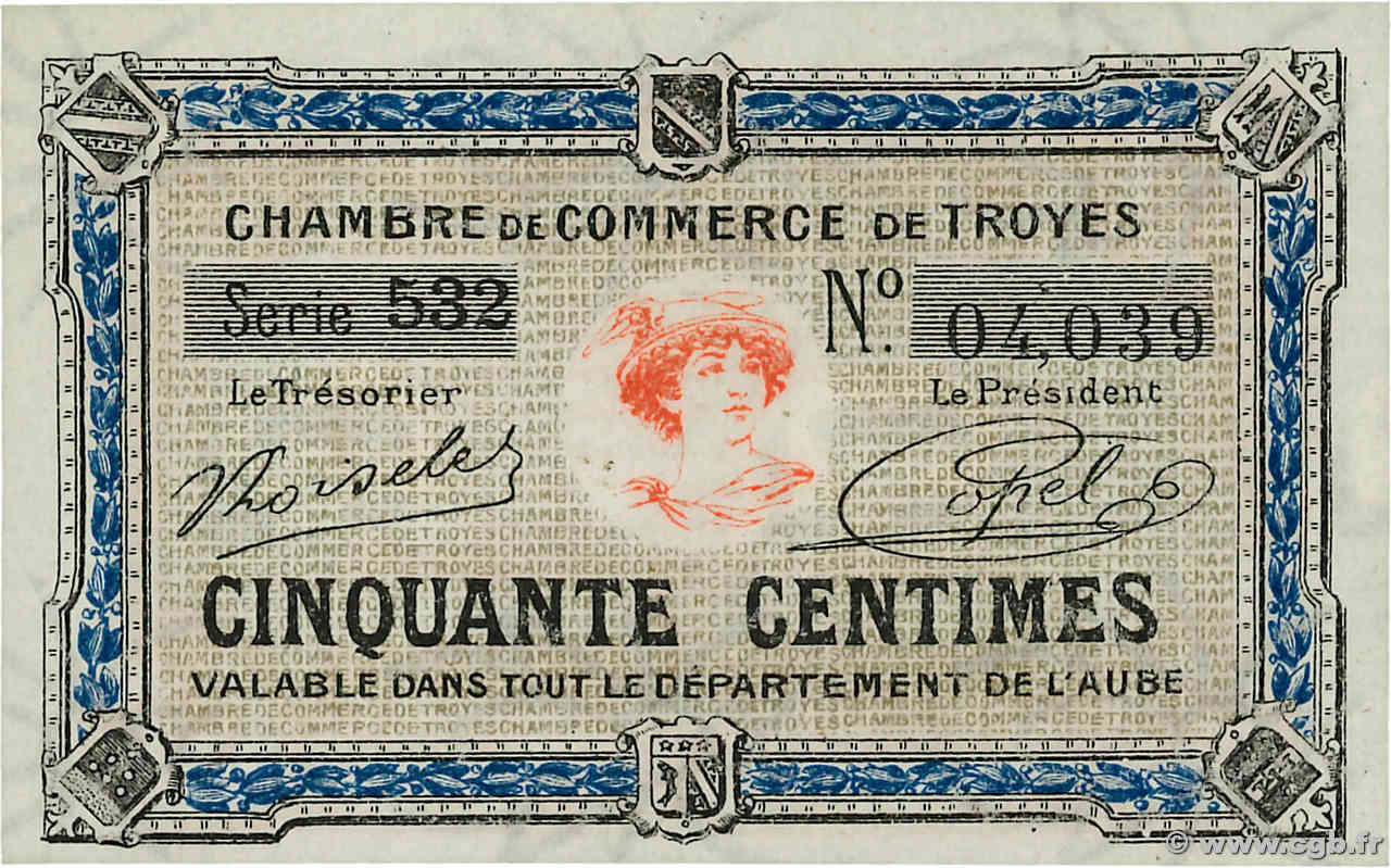 50 Centimes FRANCE régionalisme et divers Troyes 1918 JP.124.13 pr.NEUF