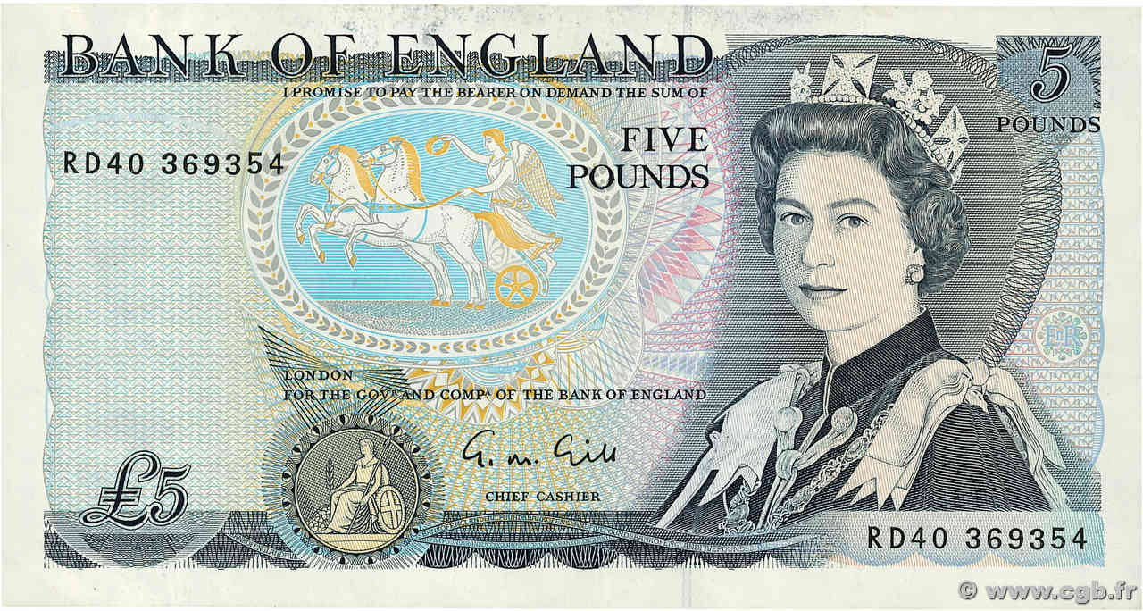 5 Pounds ANGLETERRE  1988 P.378f TTB+