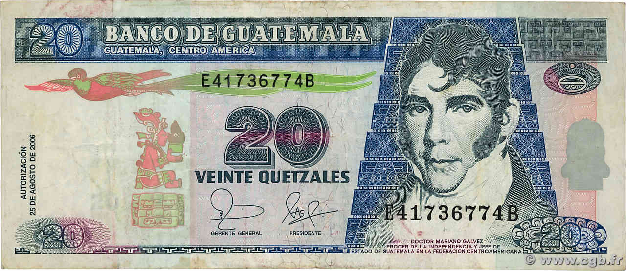 20 Quetzales GUATEMALA  2006 P.112a TB