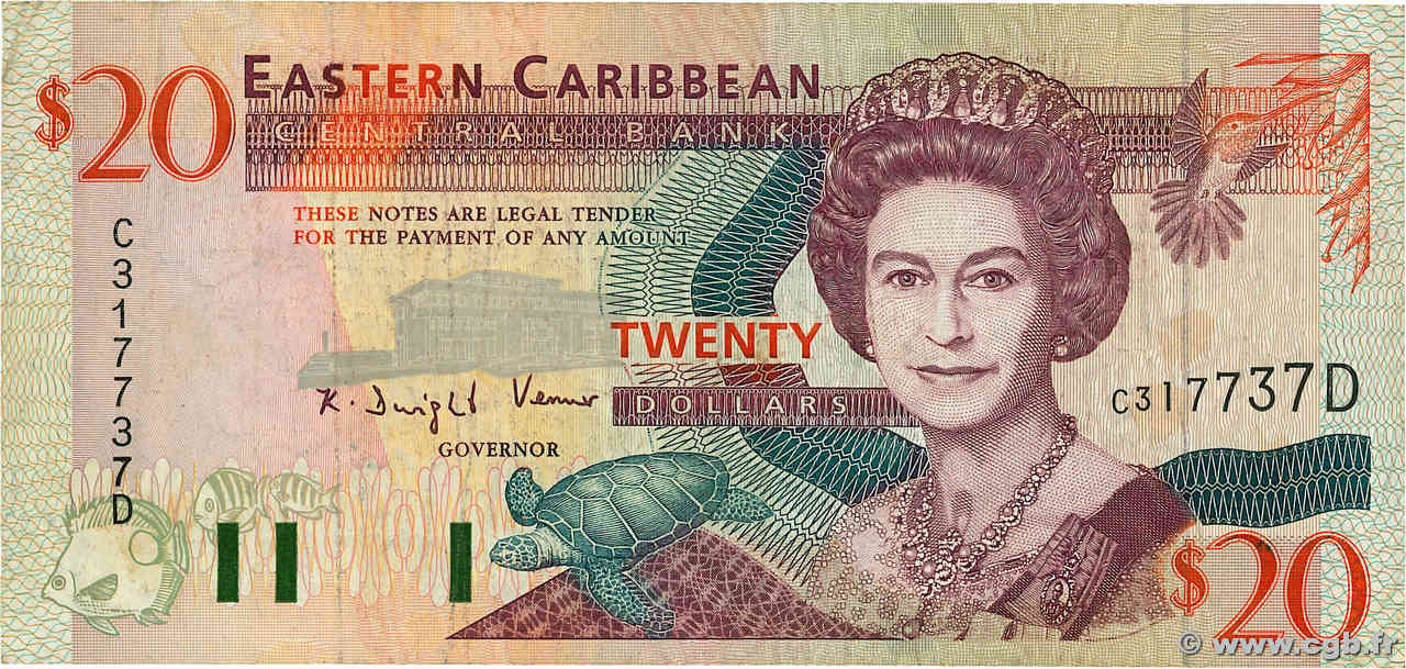 20 Dollars EAST CARIBBEAN STATES  1993 P.33d F