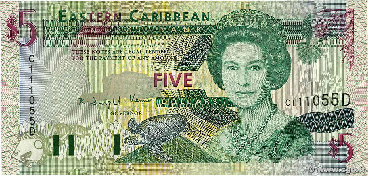 5 Dollars EAST CARIBBEAN STATES  1994 P.31d VF-