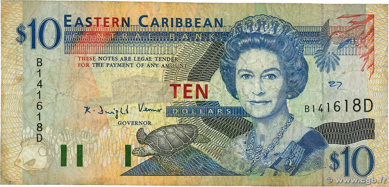 10 Dollars EAST CARIBBEAN STATES  1994 P.32d VG