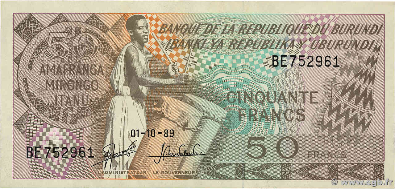 50 Francs BURUNDI  1989 P.28c NEUF