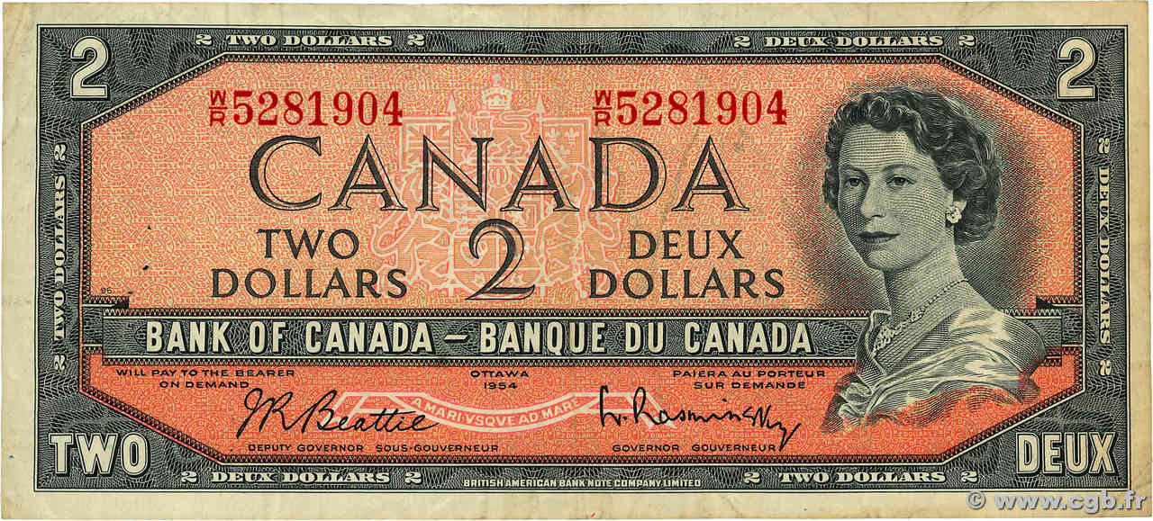 2 Dollars CANADA  1954 P.076b F