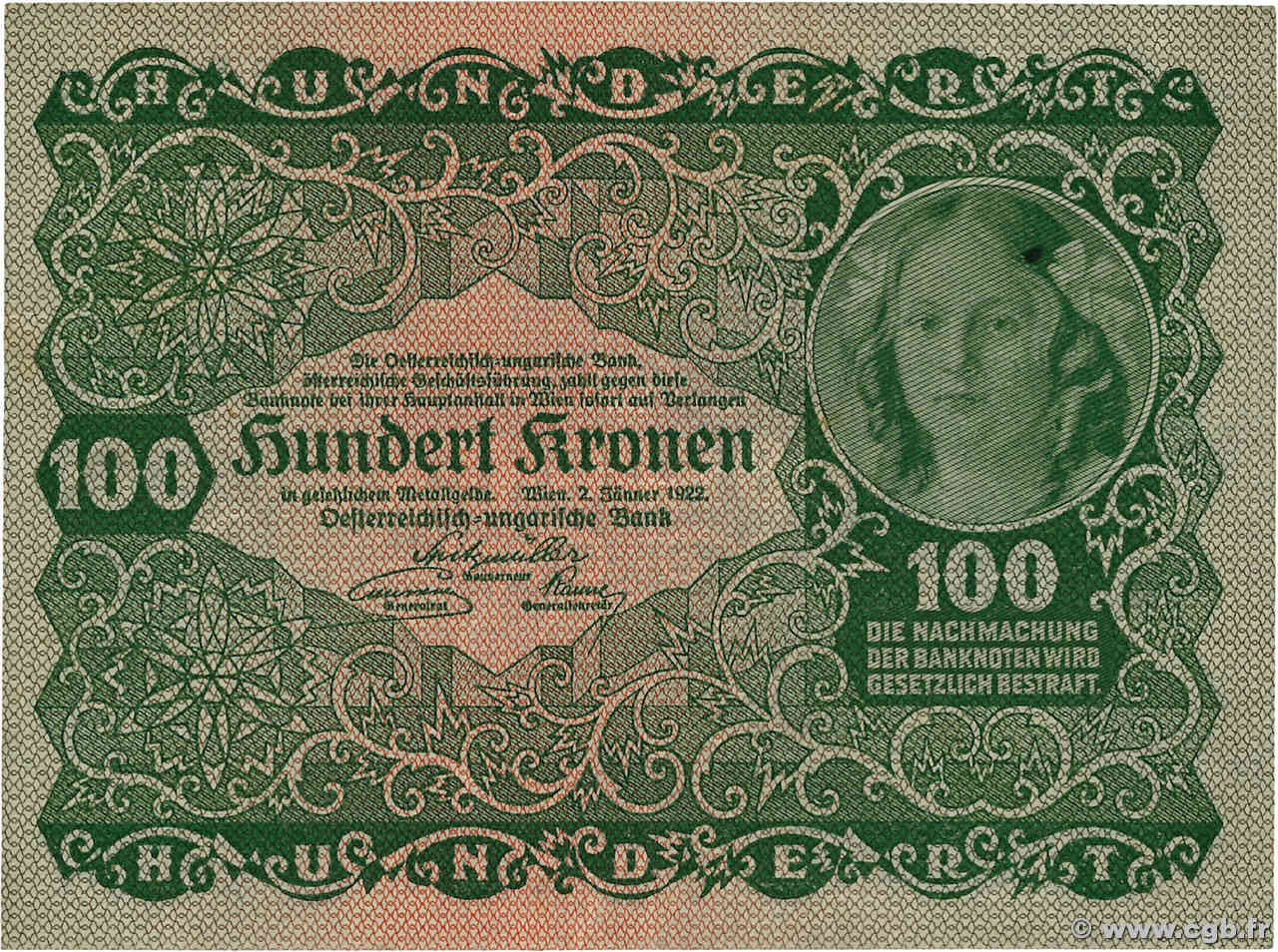 100 Kronen AUTRICHE  1922 P.077 SUP