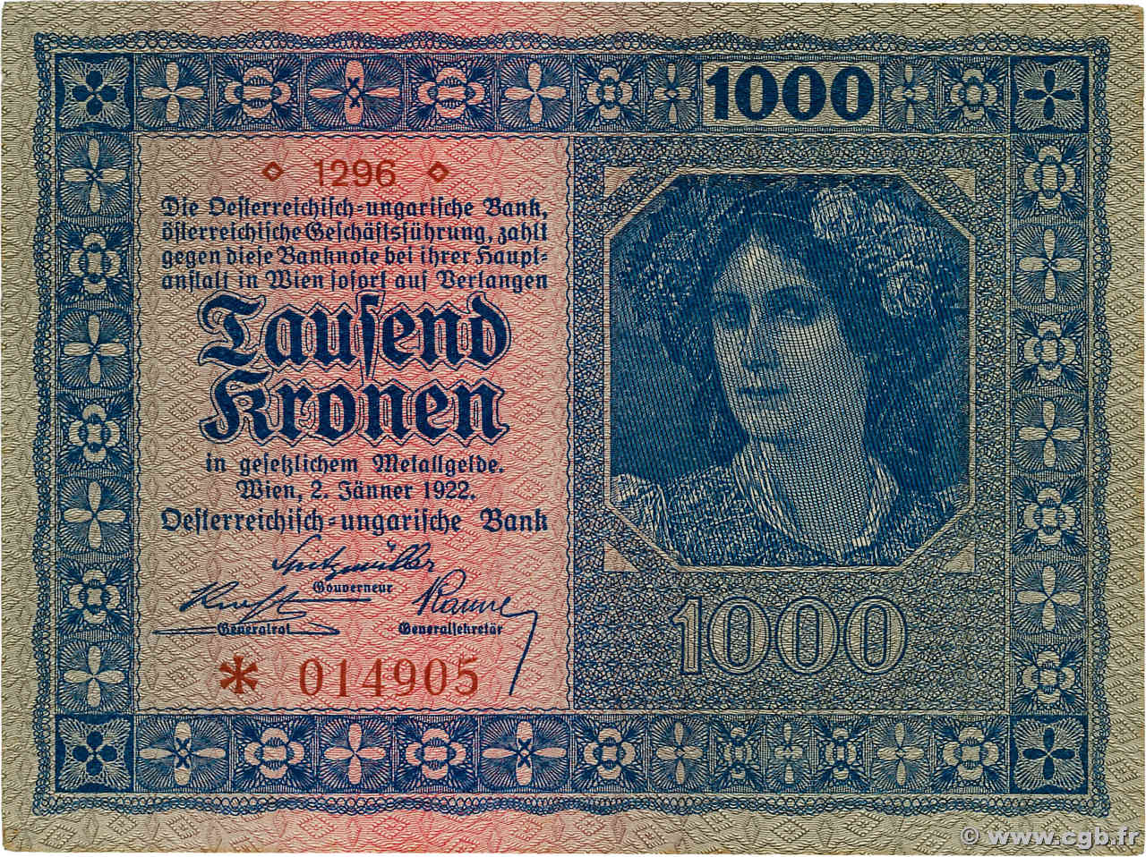 1000 Kronen AUTRICHE  1922 P.078 SPL