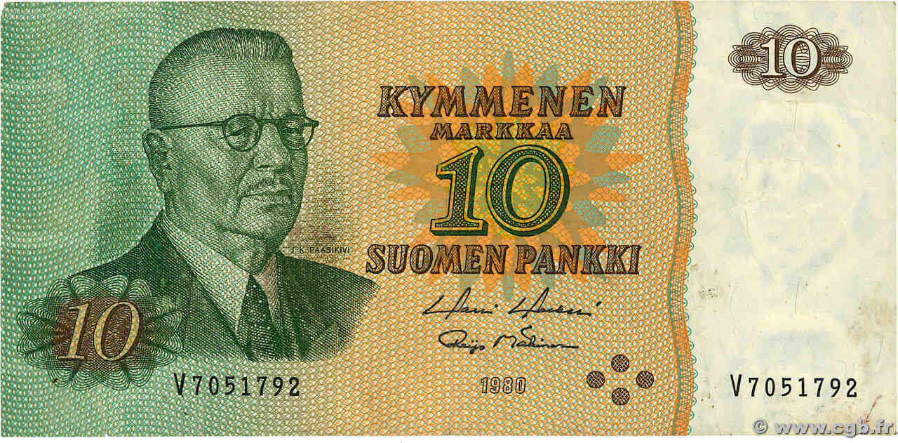 10 Markkaa FINLANDE  1980 P.111 TB