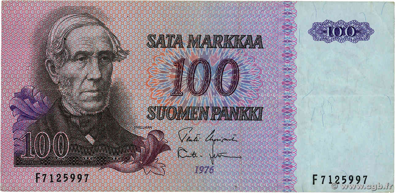 100 Markkaa FINLANDE  1976 P.109a TTB