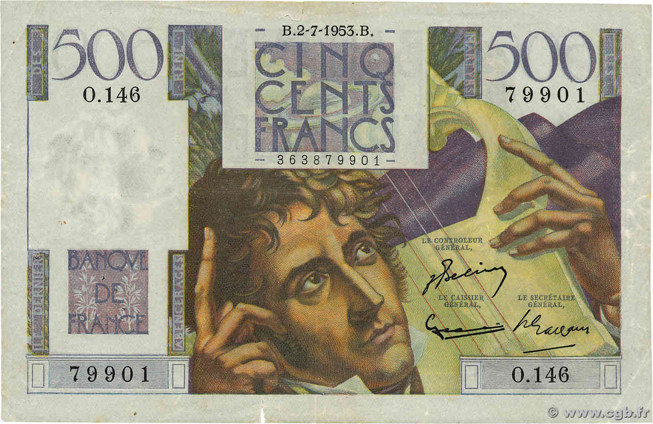 500 Francs CHATEAUBRIAND FRANCE  1953 F.34.13 TTB