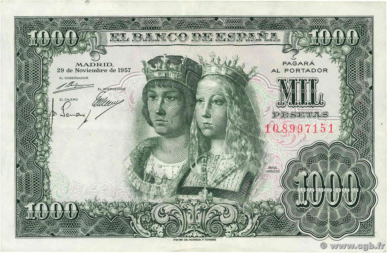 1000 Pesetas ESPAGNE  1957 P.149 pr.SUP