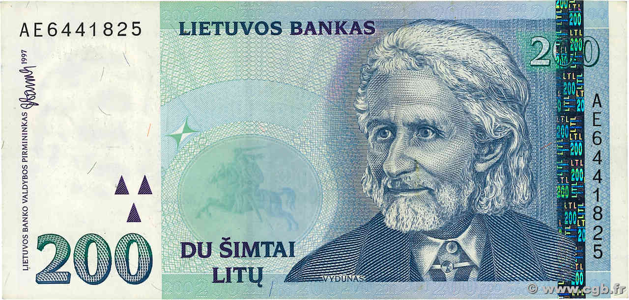 200 Litu LITUANIA  1997 P.63 MBC+