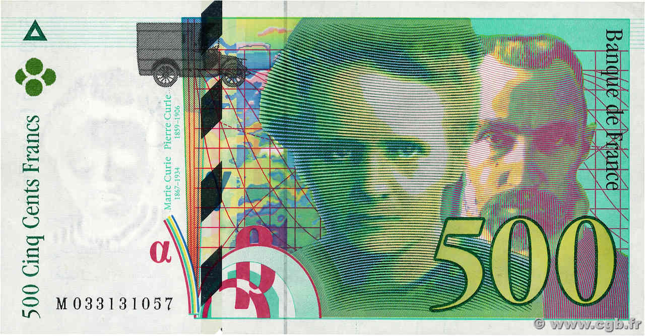 500 Francs PIERRE ET MARIE CURIE FRANCE  1995 F.76.02 SUP
