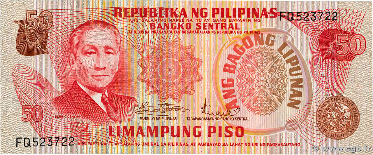 50 Pesos PHILIPPINES  1970 P.151a NEUF