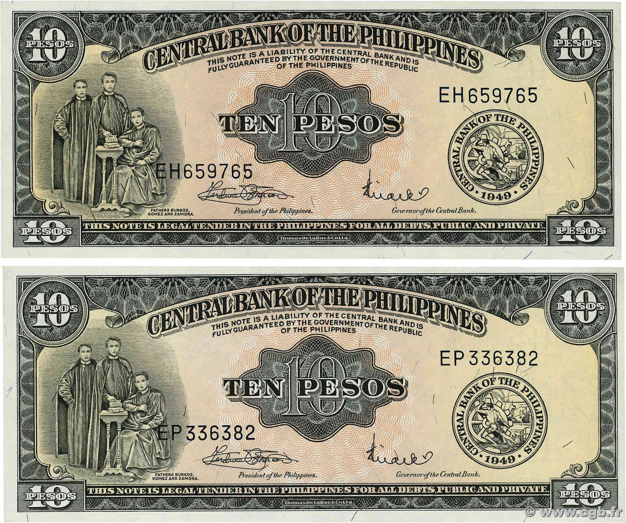 10 Pesos Lot PHILIPPINES  1949 P.136f NEUF