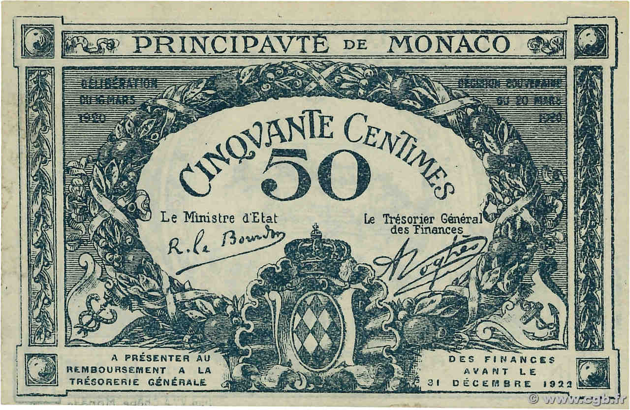 50 Centimes Spécimen MONACO  1920 P.03rs SPL