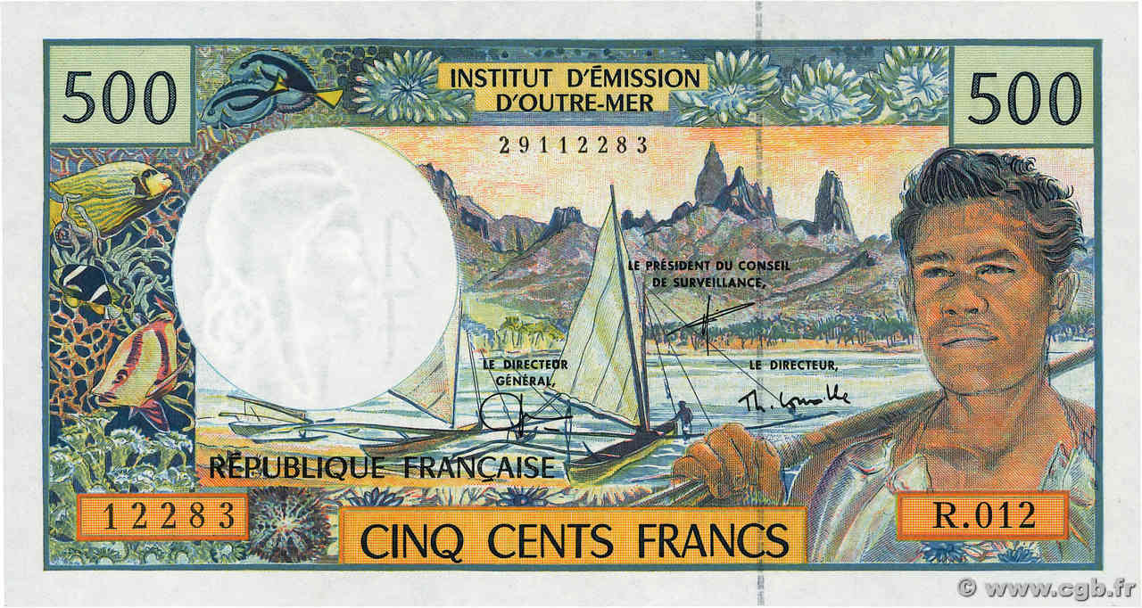 500 Francs FRENCH PACIFIC TERRITORIES  2000 P.01e fST+