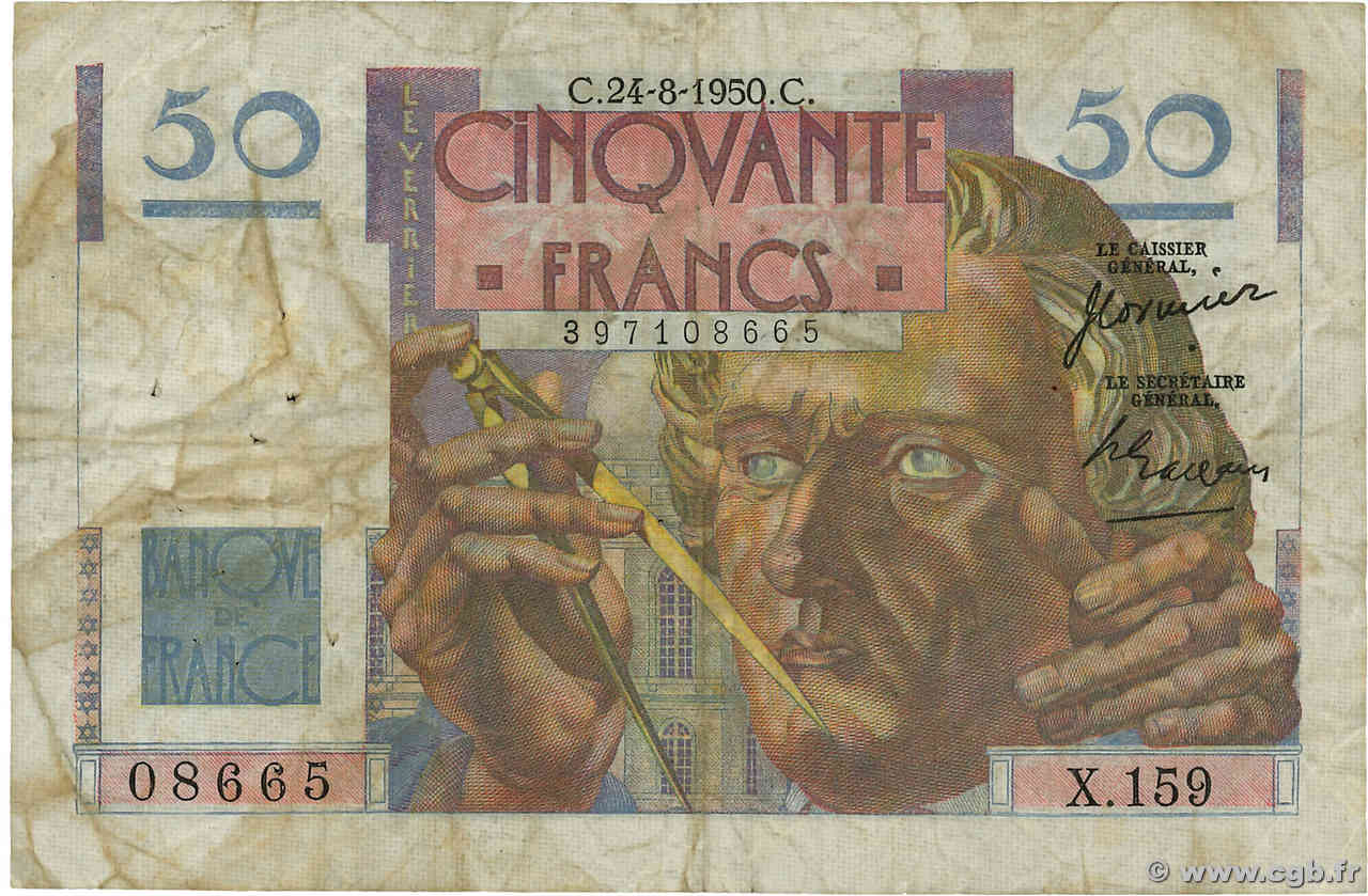 50 Francs LE VERRIER FRANCIA  1950 F.20.16 BC