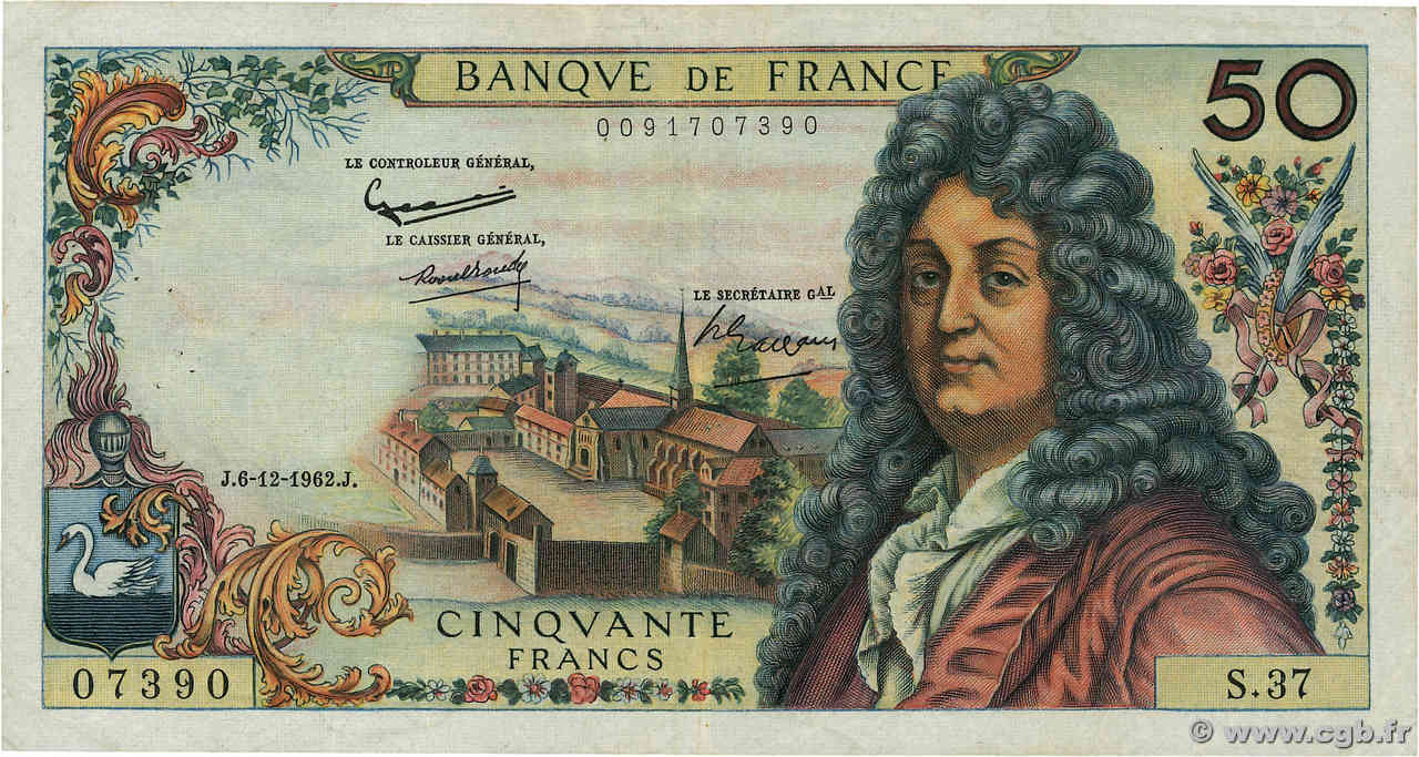 50 Francs RACINE FRANCIA  1962 F.64.03 BC