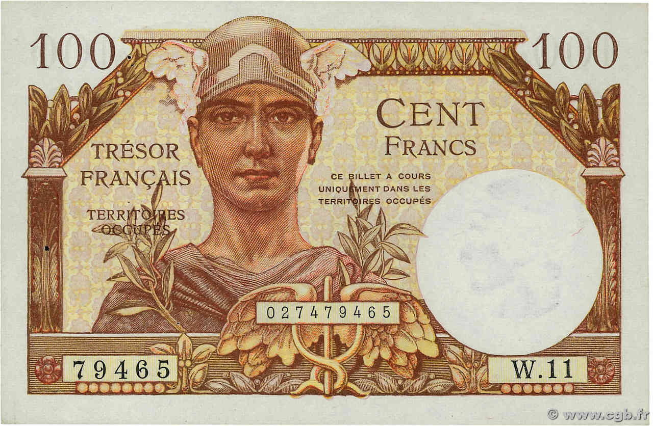 100 Francs TRÉSOR FRANÇAIS FRANKREICH  1947 VF.32.05 VZ