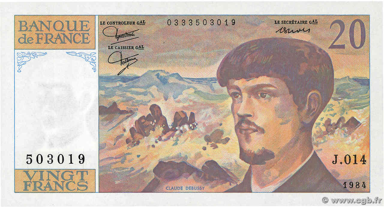 20 Francs DEBUSSY FRANCE  1984 F.66.05 UNC