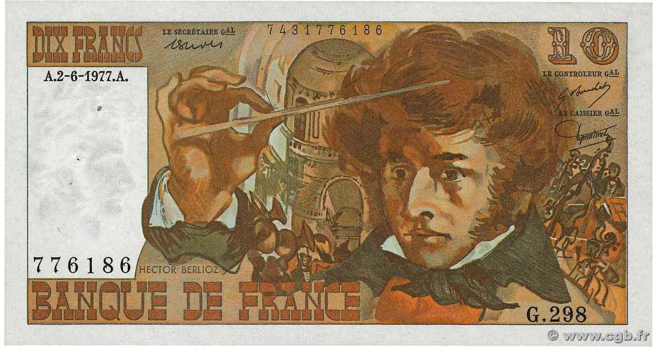 10 Francs BERLIOZ FRANCE  1977 F.63.22 SUP+