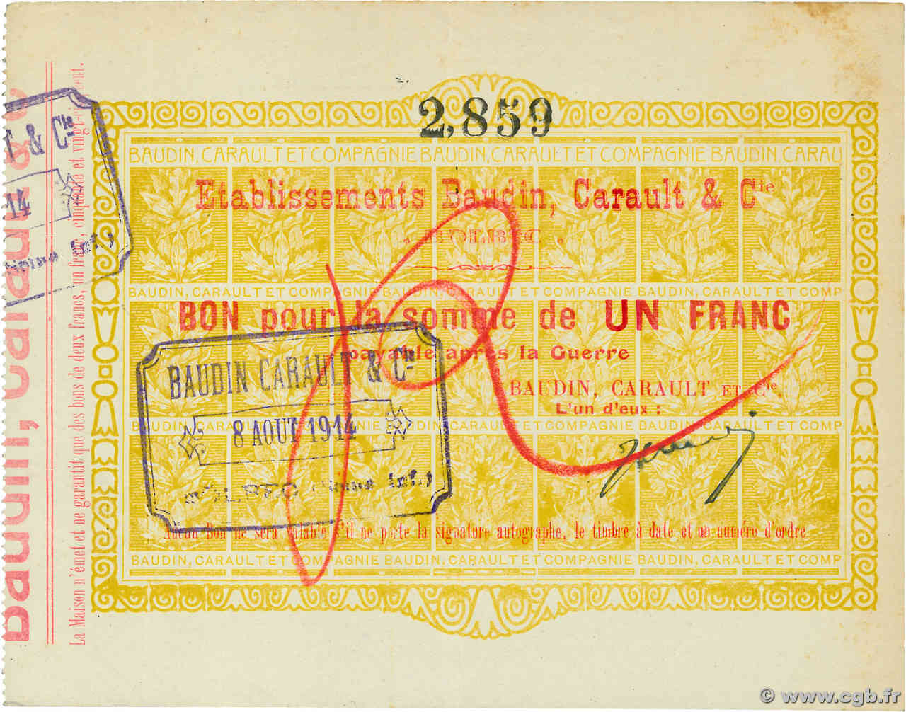 1 Franc FRANCE régionalisme et divers Bolbec 1914 JP.76-026 SUP
