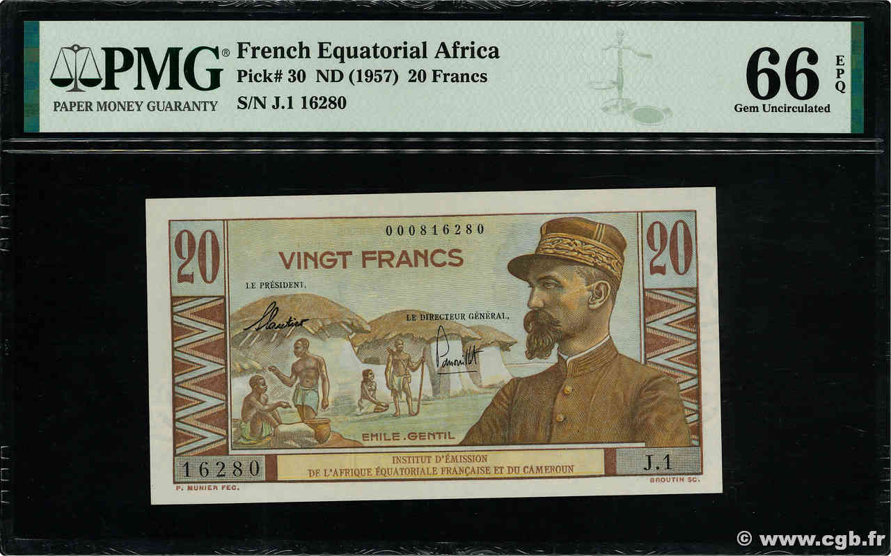 20 Francs Émile Gentil AFRIQUE ÉQUATORIALE FRANÇAISE  1957 P.30 ST