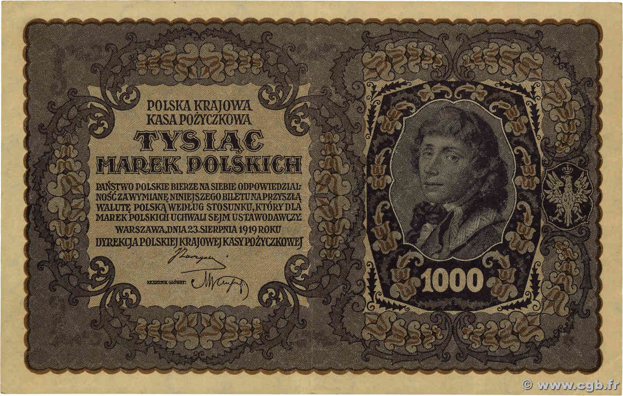 1000 Marek POLOGNE  1919 P.029 TTB