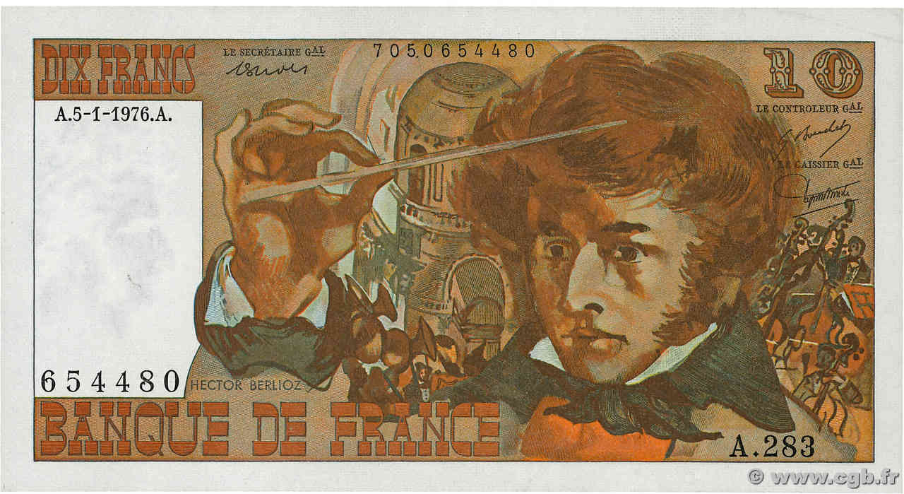 10 Francs BERLIOZ FRANCIA  1976 F.63.17-283 AU