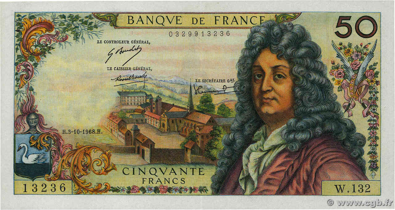 50 Francs RACINE FRANCE  1968 F.64.12 SUP