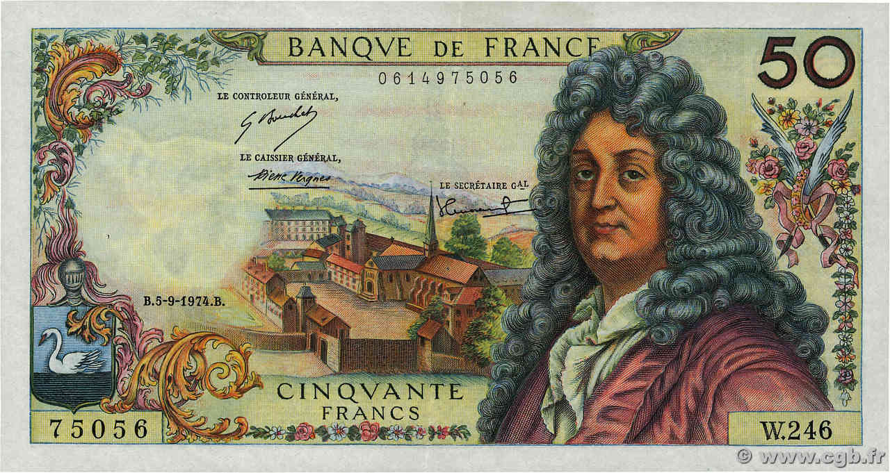 50 Francs RACINE FRANCE  1974 F.64.27 XF