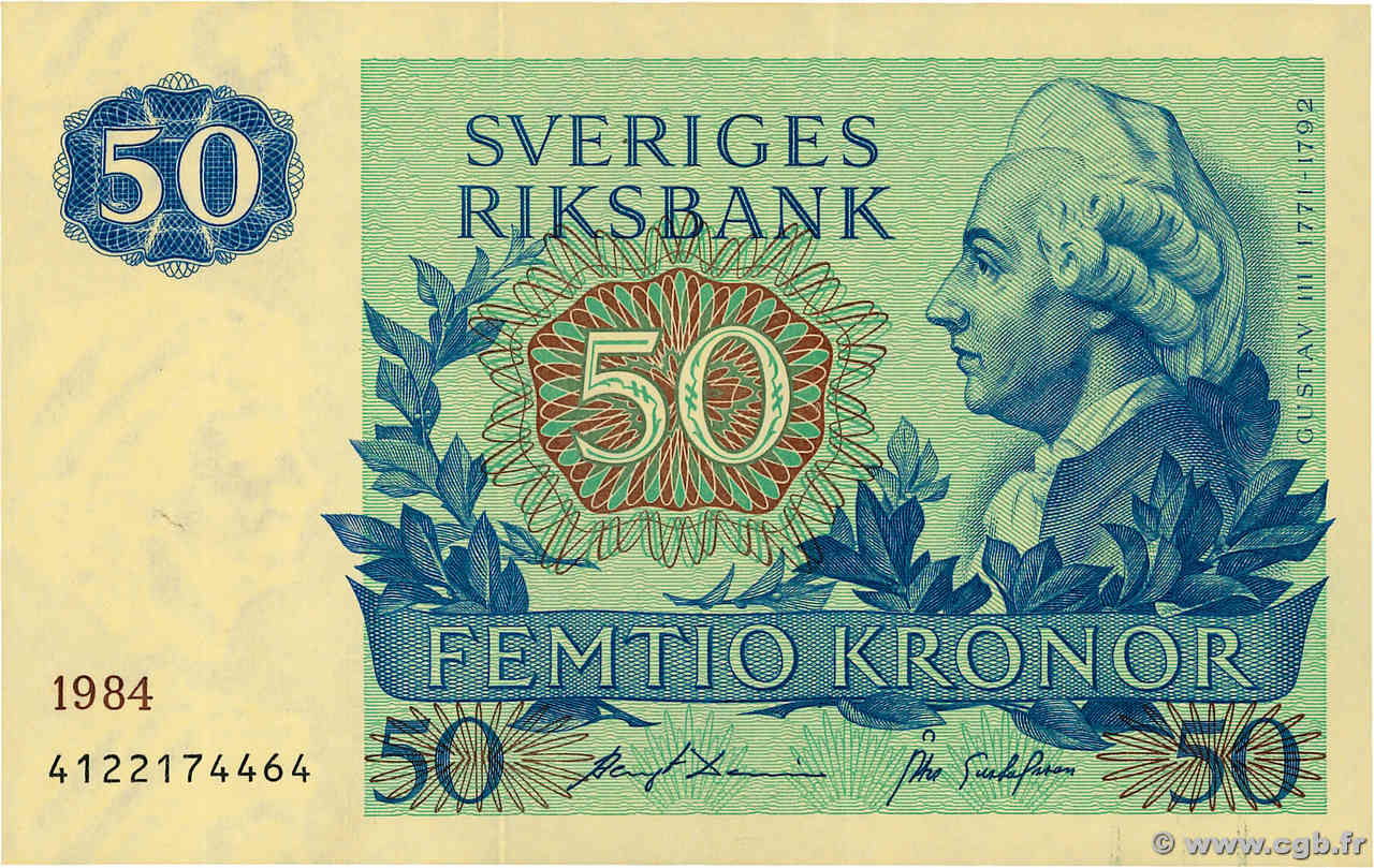 50 Kronor SWEDEN  1984 P.53d XF