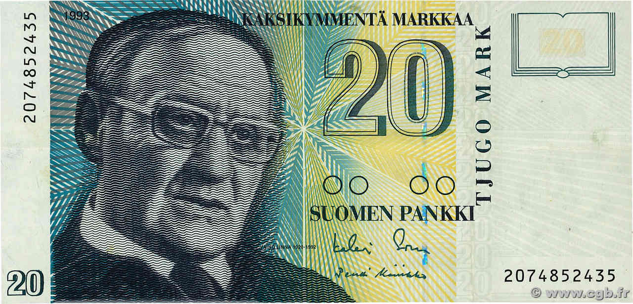 20 Markkaa FINLANDIA  1986 P.122 MBC