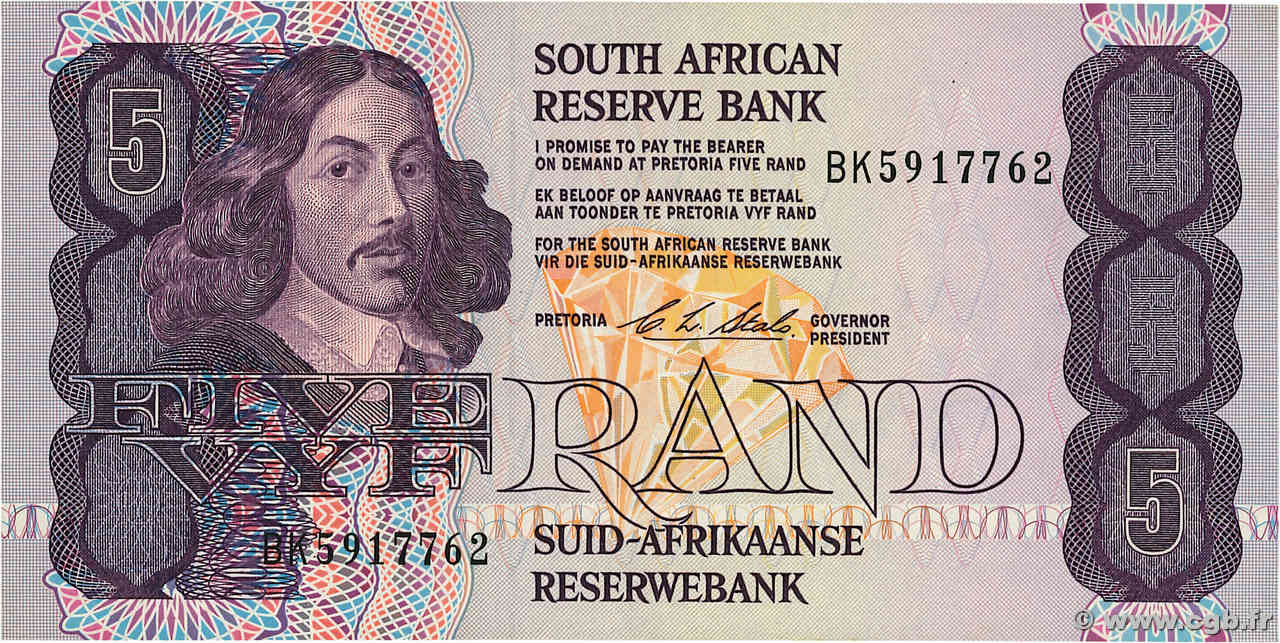 5 Rand AFRIQUE DU SUD  1990 P.119e TTB+