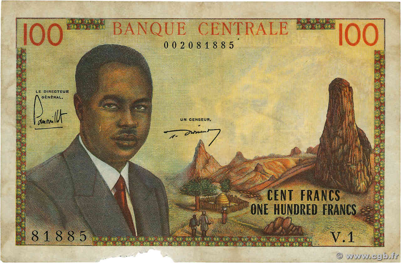 100 Francs CAMEROON  1962 P.10a VG