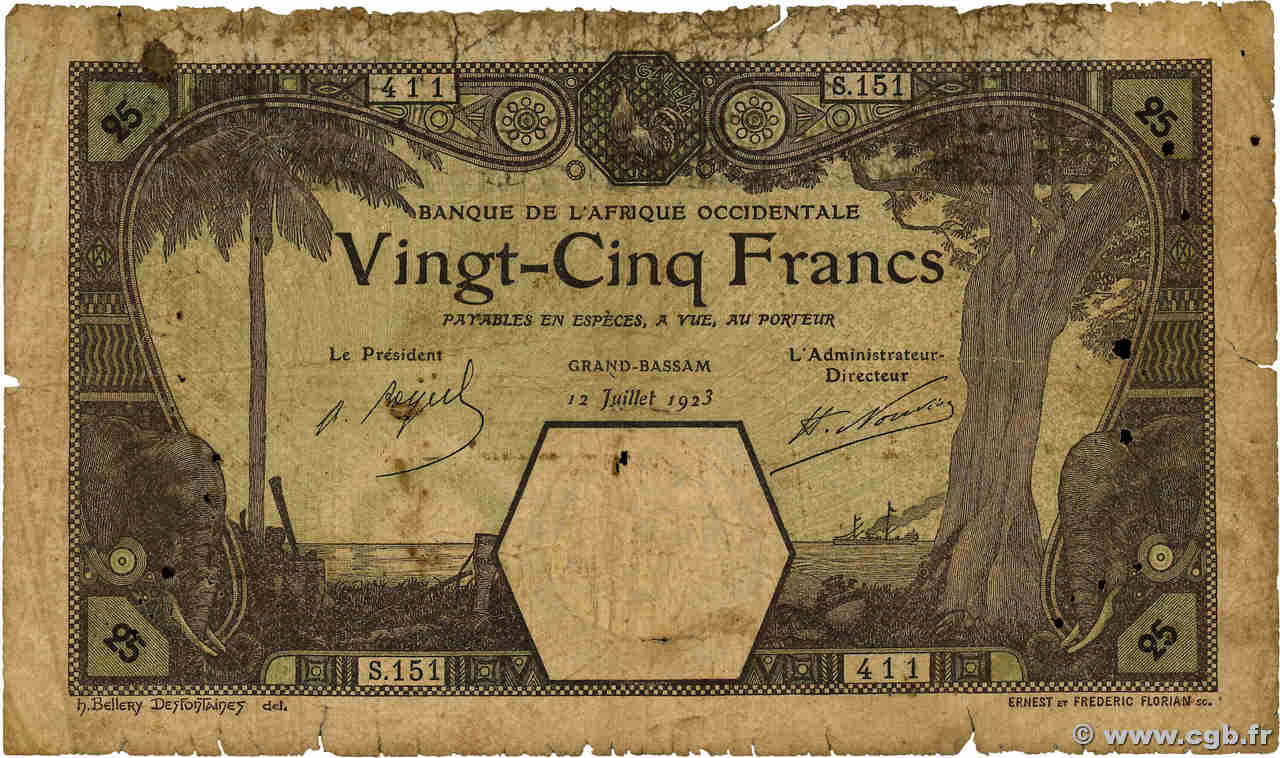 25 Francs GRAND-BASSAM FRENCH WEST AFRICA (1895-1958) Grand-Bassam 1923 P.07Db P